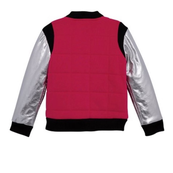 True Religion Bomber Jacket Girls Size 3T Raspberry & Metallic Silver NWT * - Picture 4 of 5